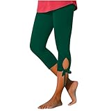 Pamqsen Unsere Marken Caprihose Damen Yogahose 3/4-Hosen mit Taschen Bauchkontrolle Workout Arbeitshose Jogginghose Sporthose Baumwolle Sweatpants Slim Fit Frauen Freizeithose Trainingshose