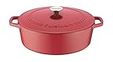 Cuisinart Chef's Classic Schmortopf aus emailliertem Gusseisen, oval, mit Deckel, Pfingstrosenrosa, 7 l
