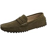 Jamron Herren Wildleder Penny Loafers Gemütlich Fahrende Schuhe Mokassin Slippers Braun 2088 UK8/EU42