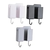 Toddmomy 3 Stück Wandhalterung Aufbewahrungsbox aus Abs mit Haken rutschfest Selbstklebend Platzsparend für Smartphone Badezimmer Schlafzimmer und Wohnzimmer ohne Bohren in Schwarz Weiß