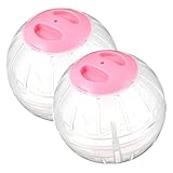 GANAZONO 2 Stück Hamster Laufbälle Transparent Rosa Kleine Tier Fitnessbälle aus Strapazierfähigem Kunststoff Haustier Übungsbälle für Hamster Zwerghamster Käfigzubehör Stressabbau