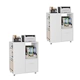 hefoths Rollcontainer 2er Set, Aktenschrank mit Rollen, 2 Ablagen und 1 Schubladen, Büroschrank für Akten und Dokumente in DIN-A4, Letter-Format, Weiß, 60 x 40 x 75 cm