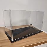 Acryl Vitrine Extra Großer Präsentationsständer Für Modelle, Tischvitrinen aus Transparentem Acrylglas, Organizerboxen aus Kunststoff, Staubdichte Schutzvitrine(Black Base,40x10x10cm)