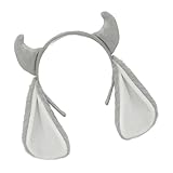 Maigridy Schaf-Kostüm-Haarreif – grau-weiße Plüsch-Tierohren und Hörner für Halloween, Weihnachten, Motto-Party, Kopfbedeckung für Feiern