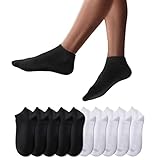 YouShow Sneaker Socken Herren Damen 10 Paar Kurze Halbsocken Quarter Baumwolle Unisex(Schwarz und Weiß,35-38)