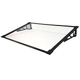 TrutzHolm® Aluminium Vordach Haustürvordach Pultvordach 150 x 90 cm Schneelast 95kg | Polycarbonatplatte | nach Auswahl (120x90 cm, Schwarz)