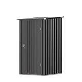 Triumphkey Metall Gerätehaus 1,5m³ 95x98x160 cm Wasserfest Geräteschuppen mit abschließbarer Tür und Pultdach Kleiner Gartenhaus für Hinterhof Terrasse und Rasen, Schwarz