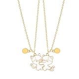 Lusofie 2 Stück Freundschaftskette für 2 Gold Freunde Ketten für 2 für Damen Magnetische Halskette mit Anhänger Katze Freunde Geschenke für Ideal für Best Friends Oder Pärchen