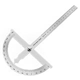 FEMONGY Winkelmesser Metall 0-180° Edelstahl Goniometer mit Feststellschraube, Universal-Winkelmesser mit Skala Lineal für Schule Tischler DIY Malerei Zeichnung Anzeichnen (150mm)