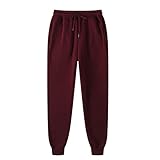 Jogger Sweatpants Damen Winter Warme Hose mit Tasche Kordelzug Tapered Casual Pants Activewear Athletic Hose Baggy Fleece Thermohose Übergröße Laufhose, 01 Wassermelone Rot, M