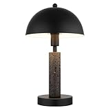 LED Tischleuchte Beistellleuchte schwarz Tischlampe Wohnzimmerlampe Travertine Stein, Metall, 1x 4,9W 470Lm warmweiß, DxH 20x34 cm
