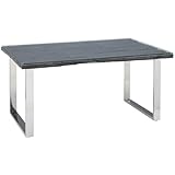 IXIA - Esstisch, Holz, Schwarz und Glas, Füße aus Edelstahl, 160 cm