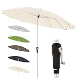 Doppler Sonnenschirm für den Garten Asia Look SL-AZ Auto Tilt 250cm Natur I Gartenschirm knickbar durch kurbeln I Kurbelschirm UV-Schutz 50+ I Kurbelschirm aus Aluminium I regenabweisendes Dach