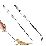 Lange Pinzette für Aquarien, lange Futterpinzette für Reptilien, Edelstahl, für Salzwasser, Süßwasser-Terrarien, Gehege, Geckos, Schildkröten, Axolotl, Bartagamen, Leopardeneidechsen