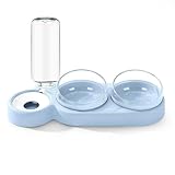 3-in-1 Katze Futternapf und Wassernapf Set, 4er Set Katzennapf Doppel-Katzennäpfe mit Wasserspender für Haustiere, 15° geneigte Katzenfutter und Wassernapf für Katzen und Kleine Hunde - C