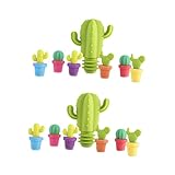 MOKKHNB 2 Satz Cactus Förmiger Silikon Weinflaschenverschluss mit Zufällige Farben Lebensmittelechte Flaschenverschlüsse zur Weinerhaltung als Getränkemarker Zufällige Zufällige Farbe