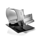 EUREL RS92 Allesschneider Elektrisch Silber – Brotschneidemaschine, Vollmetall, Glasplatte, 0–15mm Schnittstärke, 100W DC-Motor, Servier- & Aufbewahrungsschale