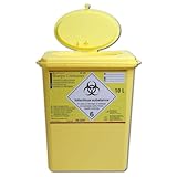 Henry Schein - Kanülenabwurfbehälter (10 Liter) für Spritzen, Nadeln & Skalpelle, stabile Sicherheitsbox mit Abdrehvorrichtung, rechteckig, gelb