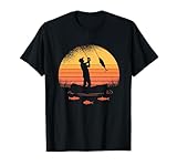 Angler mit Sonne und Fischen Motiv für Herren Damen Kinder T-Shirt