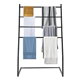 Handtuchhalter, Handtuchleiter Handtuchständer freistehend mit 4 Handtuchstangen, Badezimmer Badetuchhalter Stahl, Kleiderablage Schlafzimmer, Schwarz