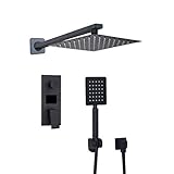 ZHAOHUAN Duschsystem, Badezimmer-Duscharmatur, 3 Funktionen, schwarz, digitales Duscharmatur-Set, Regenduschkopf, 2-Wege-Digitalanzeige, Mischbatterie, Luxus-Duschset, 25,4 cm