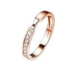 Skcess 18 Karat Roségold Hochzeitsringe Weiß Diamant Runden, Ringe Runder Ring mit Weißem, Rundem Diamanten Ringe Frauen Größe 50 (15.9)