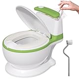 Töpfchen für Kinder, Kindertoilette mit Papiertücher-Design, Weicher Sitz | Abhaltetöpfchen Baby - Potty Training Toilet, Spritzschutz Simulation Töpfchentraining für Kleinkinder ab 1-3 Jahr (Grün)