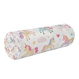 Nackenkissen mit niedlichem Cartoon-Motiv und bunten Einhörnern, Zylinderkissen, langer Zylinderkissen, Nackenrollenbezug mit Reißverschluss, Cuello para dormir