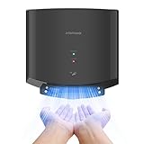 interhasa! Händetrockner automatischer Infrarotsensor handtrockner leise Gewerbe und Haushalt 1250W（Schwarz）