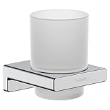 hansgrohe AddStoris - Zahnputzbecher, Zahnbürstenhalter für Wandmontage, Zahnbürstenbecher, verdeckte Befestigung, Badezimmer Zubehör, Chrom, 41749000