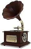 CASEGO Grammophon Plattenspieler Vintage mit Messinghorn Reproduktion Plattenspieler Lautsprecher Plattenspieler Phonograph-A (A)