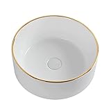 ZJFHEYUO Elegantes Aufsatzwaschbecken, rundes Aufsatzwaschbecken aus Porzellan oder Keramik, ideal für Hotelbäder.