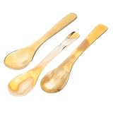 Holibanna 3Stücke Ochsenhorn Löffel Kleine Dessertlöffel für Kaffee und Kuchen Langlebig für Partys und Nachmittagstee für Freunde