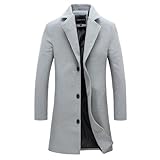 Chdirnely Trenchcoat für Herren, modisch, langärmelig, Herrenjacken, Übergröße, Oberbekleidung, Button-Down-Jacke, Übergröße, Arbeit, Büro, Mäntel, grau, 5XL