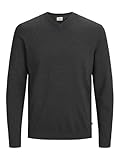 JACK & JONES Herren Jjebasic Knit V-neck Noos Pullover, Dark Grey Melange, L EU