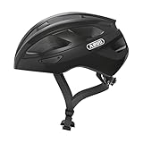 ABUS Rennradhelm Macator - sportiver Fahrradhelm für Einsteiger - auch für Zopfträger/-innen - für Damen und Herren - Schwarz Glänzend, Größe L​