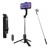 Selfie Stick mit Stativ, 113cm Ausziehbar, 360° Drehbar, mit Fernbedienung und Abnehmbarer Handyhalterung, Ultraleicht und Tragbar, Kompatibel mit iPhone, Samsung und Android Smartphones