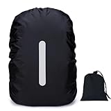 PINEPAN Regenschutz für Schulrucksäcke wasserdicht Reflektoren elastisches Band mit Elastischer Aufbewahrungstasche Schwarz, 20L