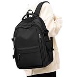 Schulrucksack Mädchen Schulranzen Teenager Jungen Wasserdicht Laptop Rucksack Schule 14 Zoll Lässig Daypack Backpack für Damen Herren Schwarz