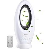 Echos®- 2-in-1 Design Akku Turmventilator Standventilator mit Fernbedienung kabellos - Akku- oder Strombetrieb - Leiser Ventilator Tischventilator oszillierend - Fernbedienung LED Beleuchtung