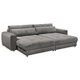 BARURA Big Sofa in Cord-Optik, Ash - Bequeme Wohnzimmer Couch mit großer Liegefläche - 292 x 90 (74) х 194 cm (B/H/T)