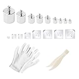 17 Stück Gramm Gewicht,10mg-100g Kalibrierung Gramm,Kalibriergewicht,Kalibriergewichte Präzise,Kalibrierung Gewichte,kalibriergewicht m2,Pinzette und Handschuhe mitbringen,für Schulen,Labore,Schmuck.