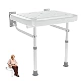 YRHome Klappbar Duschsitz für Wandmontage Duschstuhl Duschklappsitz Duschhocker Duschstuhl mit Duschhalterung, Rutschfester Sitz mit Drainage & Platzsparender Höhenverstellbar für Senioren bis 200KG