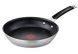 Jamie Oliver by Tefal Bratpfanne 28 cm, Antihaft, Induktion, Edelstahl, Genieteter Griff mit Silikoneinlage, Thermo-Signal, Langlebig, E51206AZ