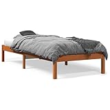 vidaXL Massivholzbett, Holzbett mit Kopfteil Lattenrost, Einzelbett für Schlafzimmer, Bett Bettgestell, Modern, Wachsbraun 90x200cm Kiefer
