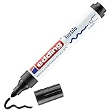 edding 4500 Textilmarker - schwarz - 1 Stift - Rundspitze 2-3 mm - Textilstifte waschmaschinenfest (60 °C) zum Stoff bemalen - Stoffmalstift