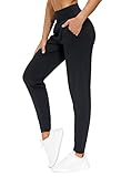 THE GYM PEOPLE Jogginghose Damen Sporthose Lang Yoga Hosen Leichte Sportleggings High Waist Freizeithose für Fitness, Wandern, Laufen/Schwarz/S