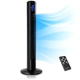 Brandson - Turmventilator mit Fernbedienung 96 cm - Preisträger 2025 - mobiler Lüfter leise - Standventilator Oszilation - 3 Geschwindigkeiten 3 Modi Timer - Ventilator mit GS - Kosmosschwarz