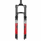 BSFHQS 27.5/29Zoll Mountainbike Luftfedergabel, 120mm Federweg, 28.6mm Gerades Rohr Federgabel, Scheibenbremse Luftgabel, Schnellspanner 9x100mm, Manuelle Sperre(Black Red,29')
