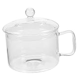 Abaodam Kochtopf aus Borosilikat mit Deckel Multifunktionaler Heiztopf für Offene Flamme für Babynahrung Nudeln Suppen